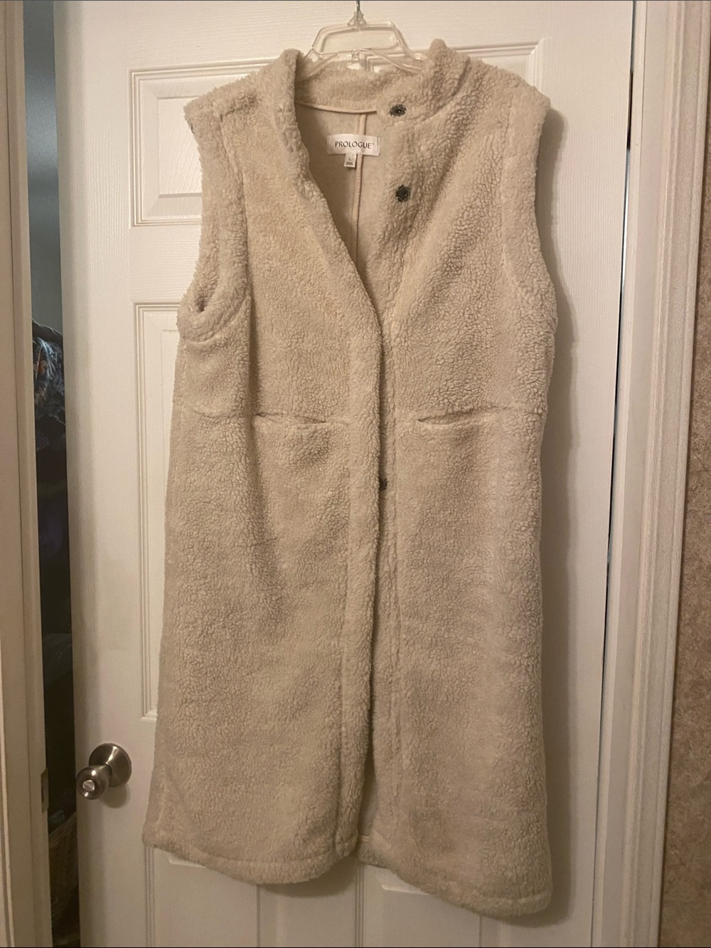 Prologue Cream Sherpa Sleeveless Long Coat